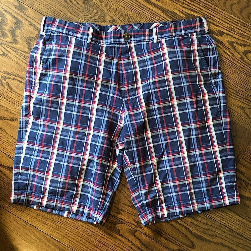 BROOKS BROS Mens Indian Plaid Flat Front Shorts Sz 38